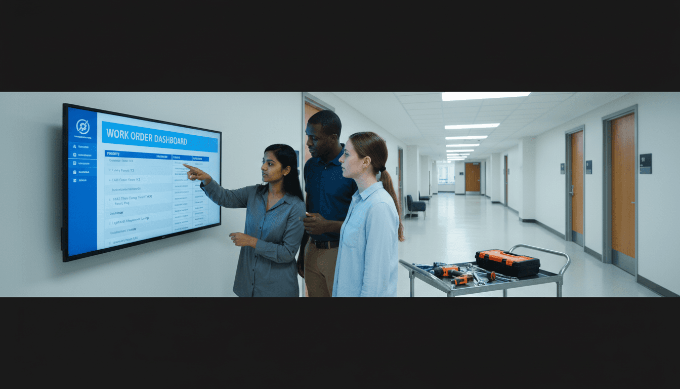 Facility manager coordinating property maintenance work